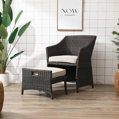 Bosco Rattan Garden Armchair And Ottoman, Indoor/ Outdoor Furniture