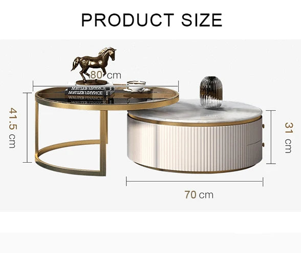 Bell Nesting Coffee Table Set, White & Gold