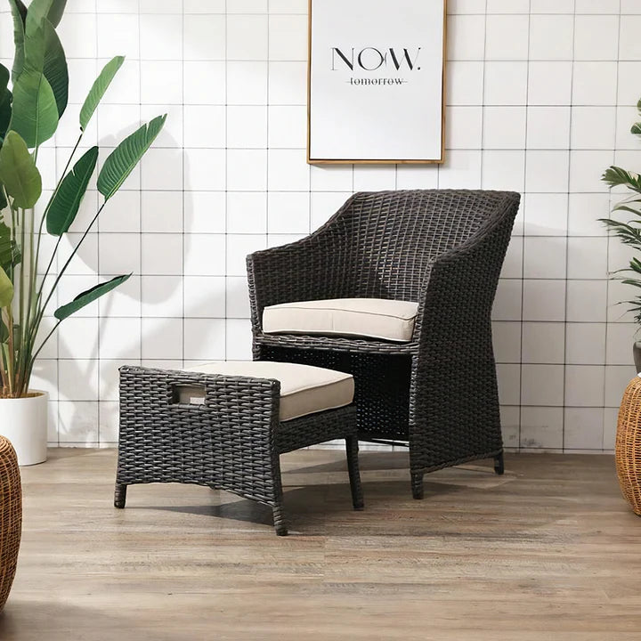 Bosco Rattan Garden Armchair And Ottoman, Indoor/ Outdoor Furniture