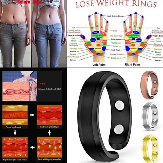 Magnetic Therapy Weight Loss Rings - for Women Men Power Stopper Sleeping Anti Snoring Health Care Jewelry Magnetic Therapy Finger Ring