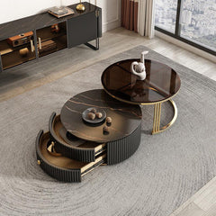 Bell Nesting Coffee Table Set, White & Gold